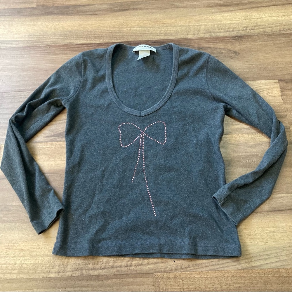 Vintage 90s Sonia Rykiel Bow Detail Long Sleeve Sz M